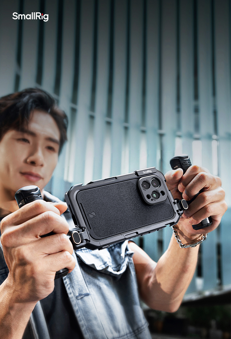 SMALLRIG Mobile Video Cage 5008 Per IPhone 16 Pro – Gabbia In Metallo, Attacco T-mount, Punti Di Fissaggio 1/4″, TPU Morbido