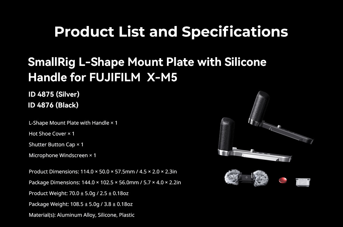 Impugnatura A L SmallRig Per Fujifilm X-M5 Con Piastra Arca E Parabrezza - 4876 Nero