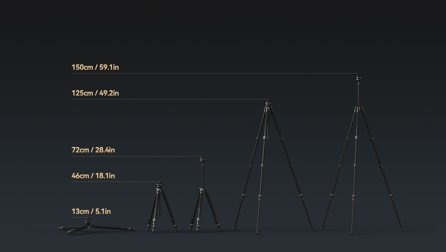 カテゴリ/三脚/写真用三脚 AP-100 Carbon Fiber Tripod | Quick Setup | SmallRig-商品ID:4353/材質:Carbon Fiber，Aluminum Alloy/三脚の耐荷重:15kg/ヘッド耐荷重:8kg/作業高さ:13.0 - 150.0cm/正味重量:1.38kg/
