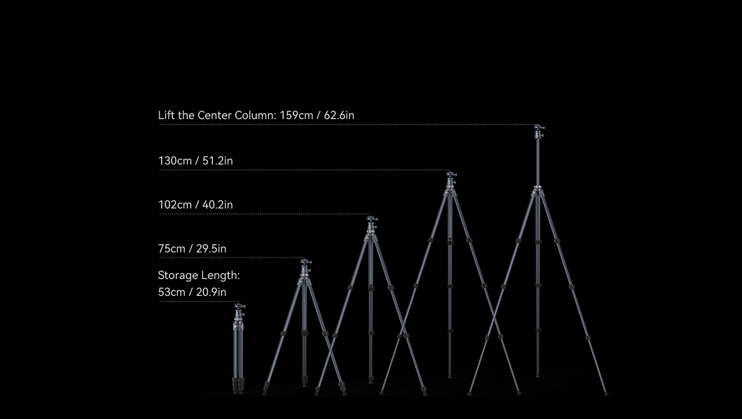 Category/Tripods/Photo Tripods Travel Tripod AP-02 | Compact, 8kg Load | SmallRig-SKU:4222B/Material(s):Aluminum Alloy/Tripod Load Capacity:15kg/Head Load Capacity:8kg/Working Height:75.0 - 159.0cm/Net