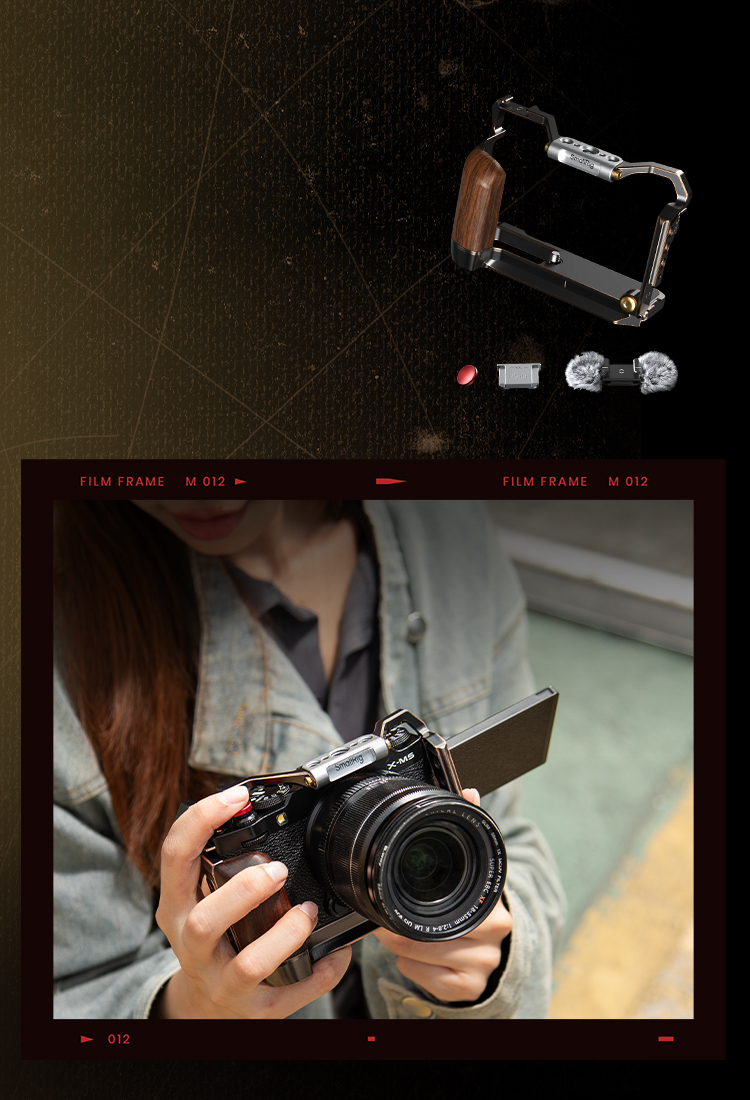 X-M5 Retro Camera Cage | Wooden Handgrip | Arca-Swiss Plate