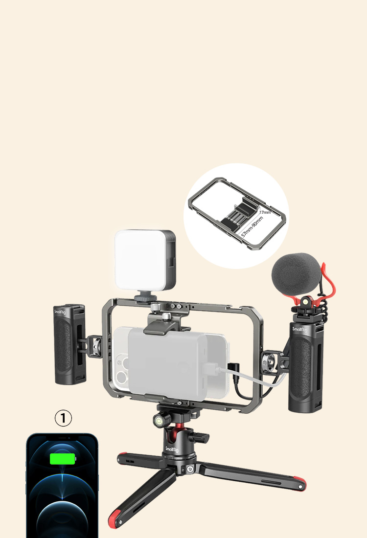 All-in-One Smartphone Video Kit with Audio & LED Light | Cage, Mic