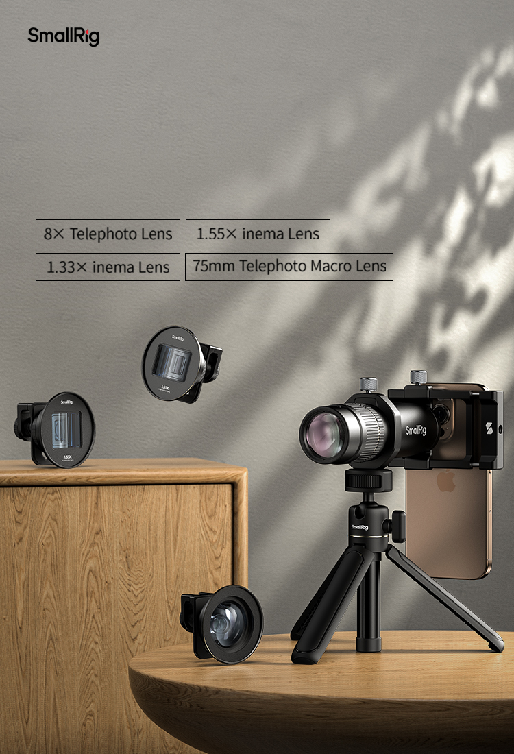 8x Telephoto Lens for Mobile | T-Mount | Mini Tripod