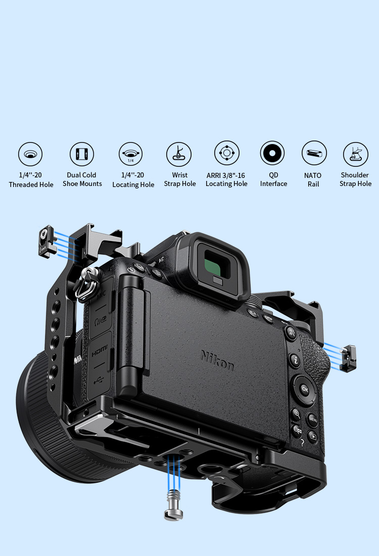 Z50 II Camera Cage | Arca-Swiss QR & 3-Point Locking