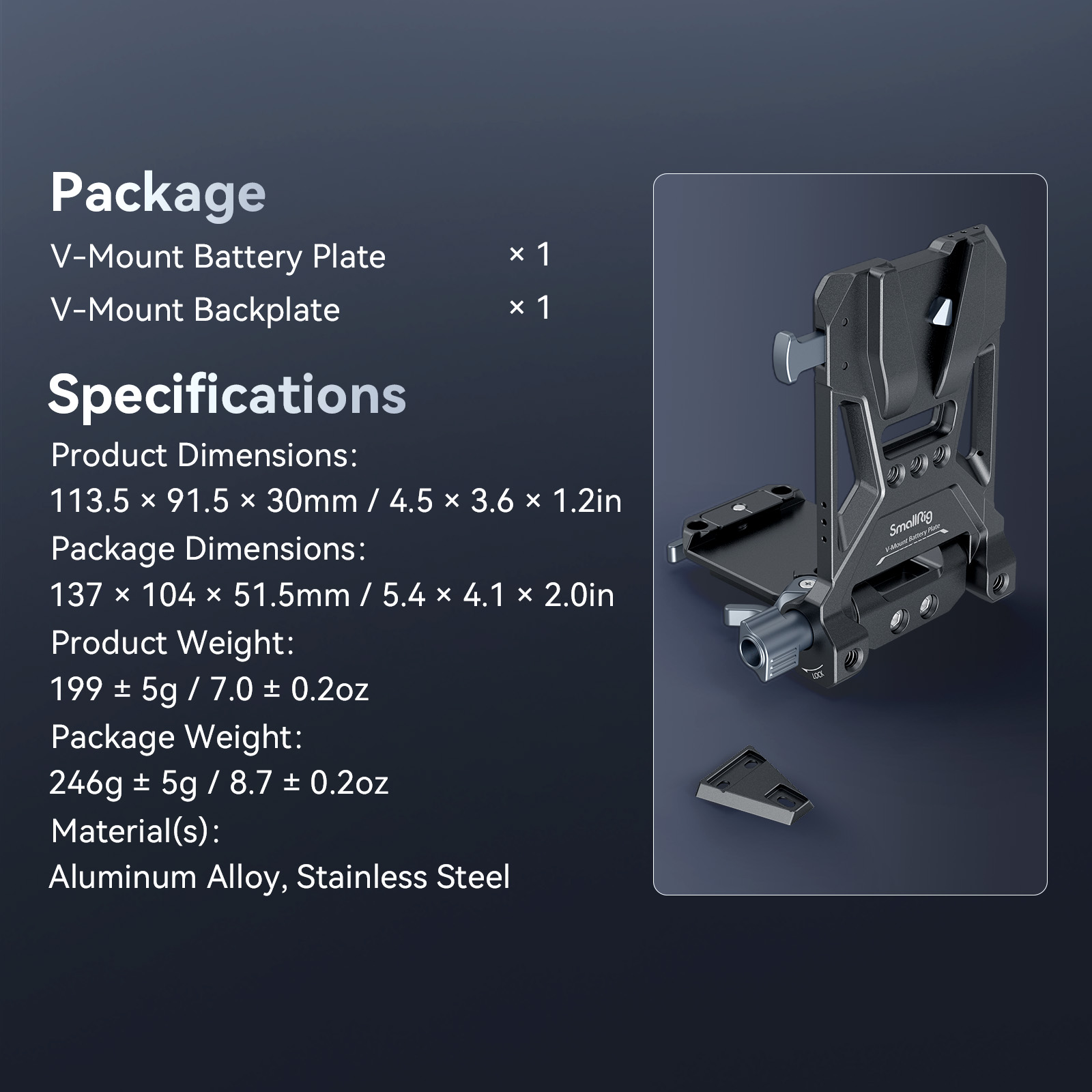 V-Mount Battery Plate | Compact Rotatable Mount | SmallRig