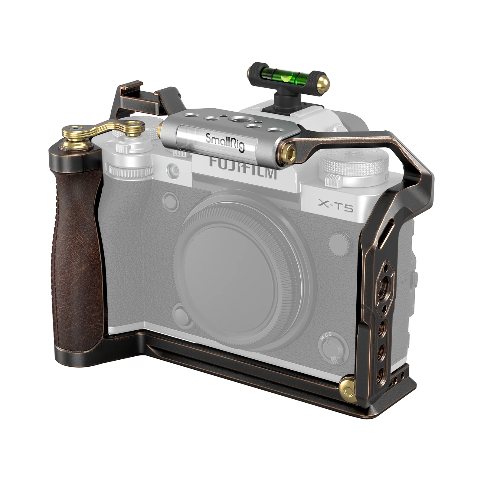 X-T5 Retro Camera Cage | Black, Bronze, Leather Grip