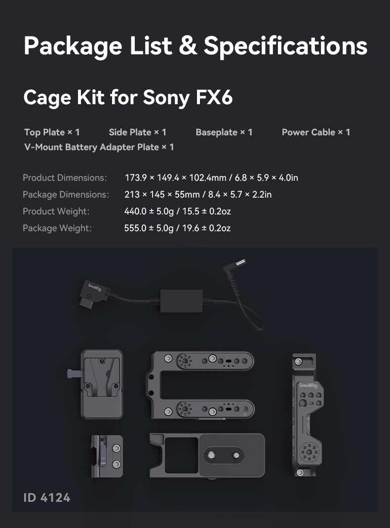 FX6 Shoulder Rig Kit | VCT-14 Cage | V-Mount | Ergonomic Pad
