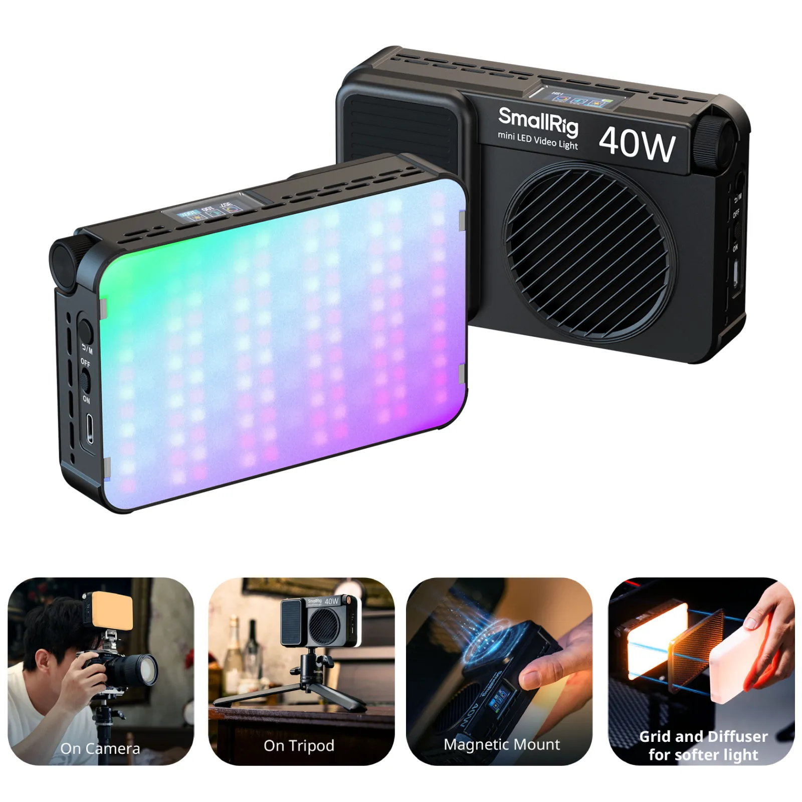 Category/Lighting System/Pocket Led Video Lights RM 40C RGBWW LED Light | Portable 40W | 55min Battery-SKU:5359/Package Weight (kg):0.47-1.75/