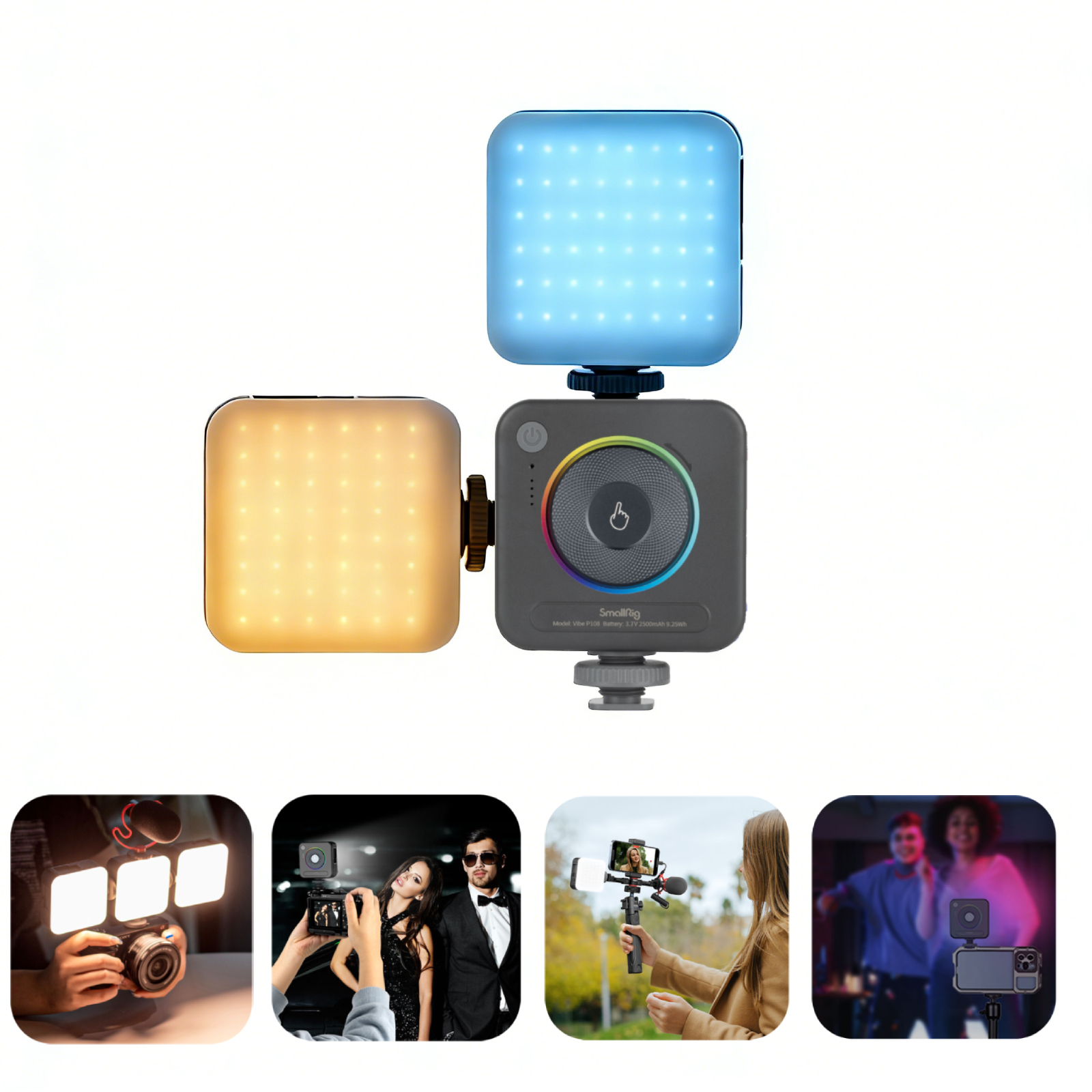 P108 Mini RGB Video Light: 130Min Runtime, 2700K-6500K High CRI 95+, Ultra-Light 103g for Vlogging