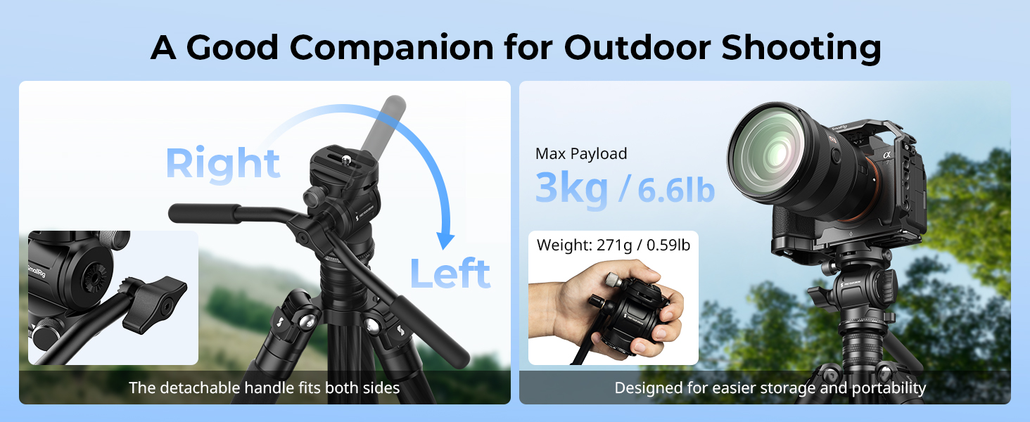 CATEGORY/Tripods/Tripod Heads SmallRig Video Head CH3  - Compact Fluid Head for Smooth Video Shooting-SKU:4936/Head Load Capacity:3kg/Net Weight:0.27/