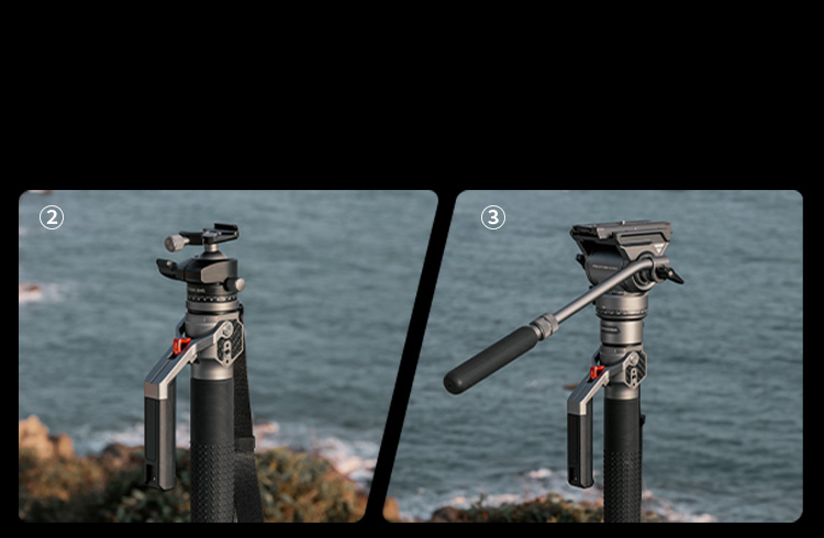 カーボンファイバー製一脚三脚（高さ166cm、耐荷重5kg、重量1.7kg