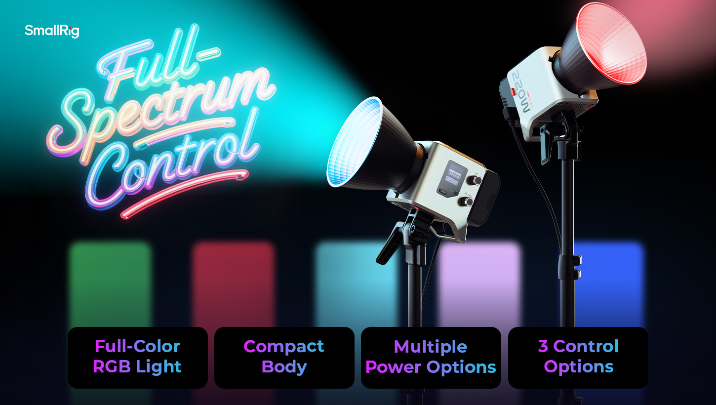 CATEGORY/Lighting System/COB Lights RC 220C RGB COB LED Video Light-SKU:5098/Package Weight (kg):4.3/