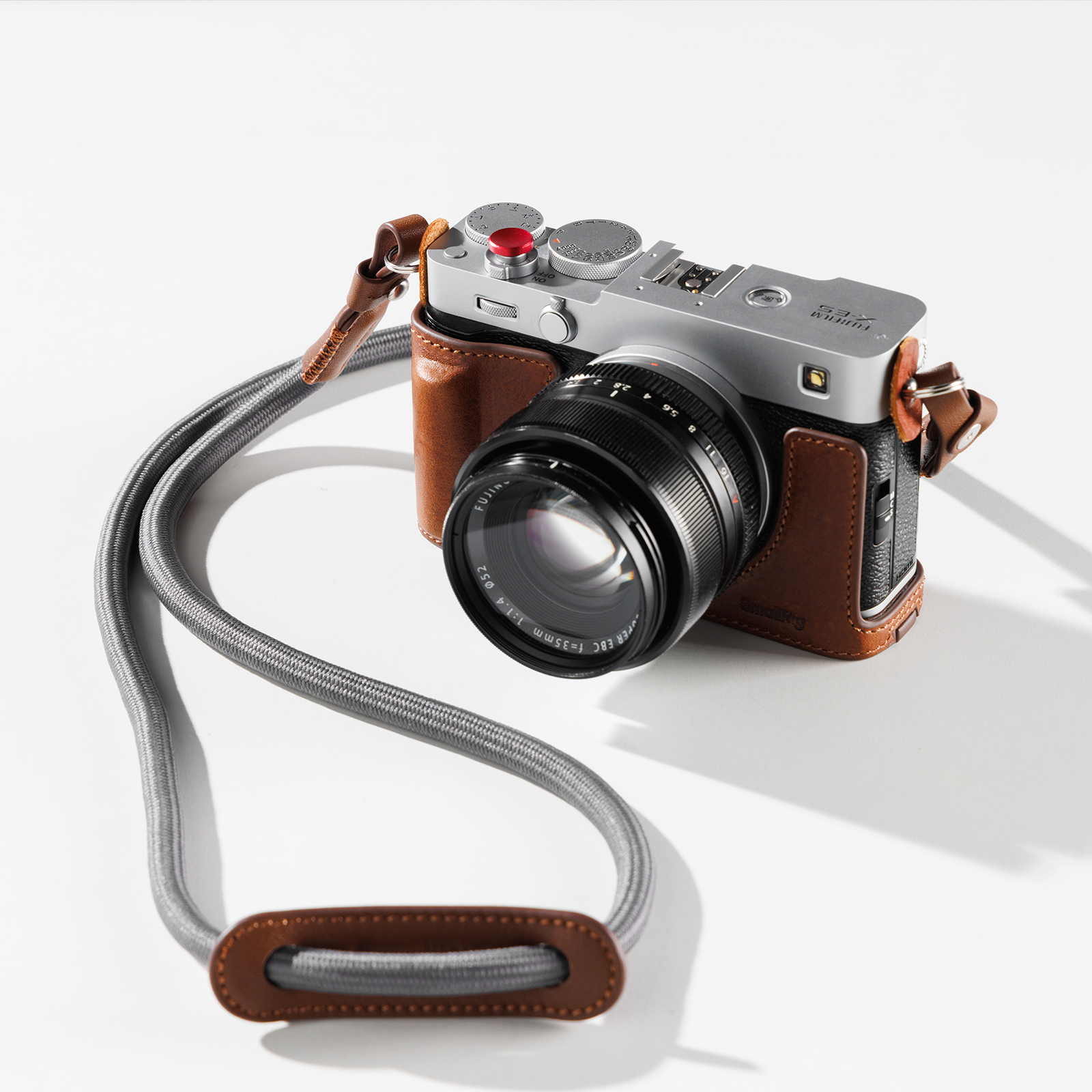 X-E5 Camera Half Case | Leather, Grip | Black, Brown