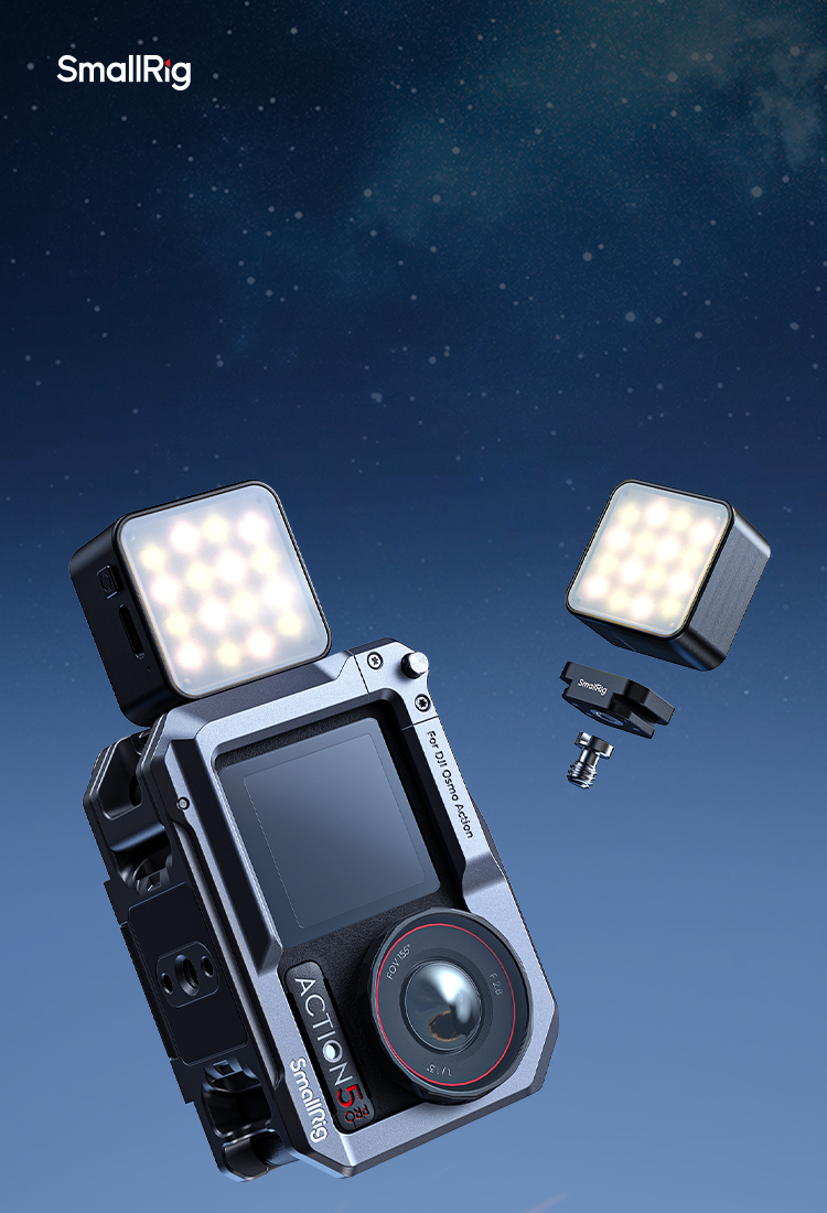 暁の護衛 カナタ ミニダイナモライト Mini Magnetic LED Fill Light for DJI Osmo Action | Dual Mount, 3