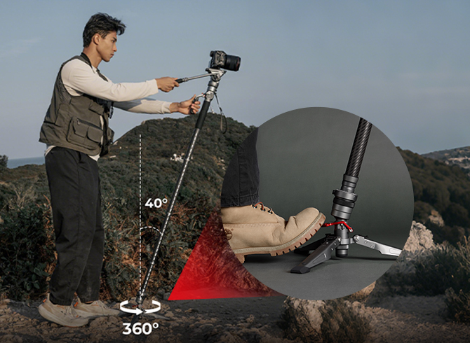 カーボンファイバー製一脚三脚（高さ175cm、耐荷重5kg、重量2.5kg