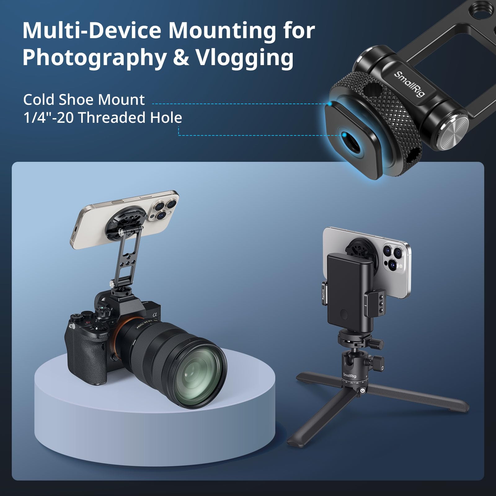 MagSafe Phone Cold Shoe Mount | Rotating Support | 1/4-20
