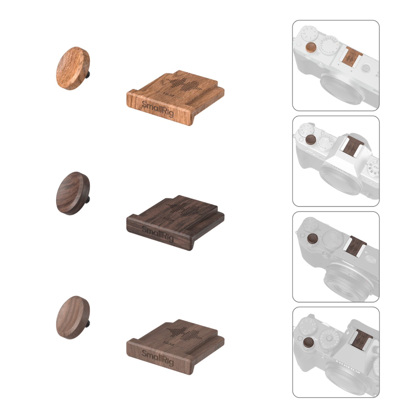Wooden Hot Shoe Cover & Shutter Button Set for Fujifilm X Series Camera