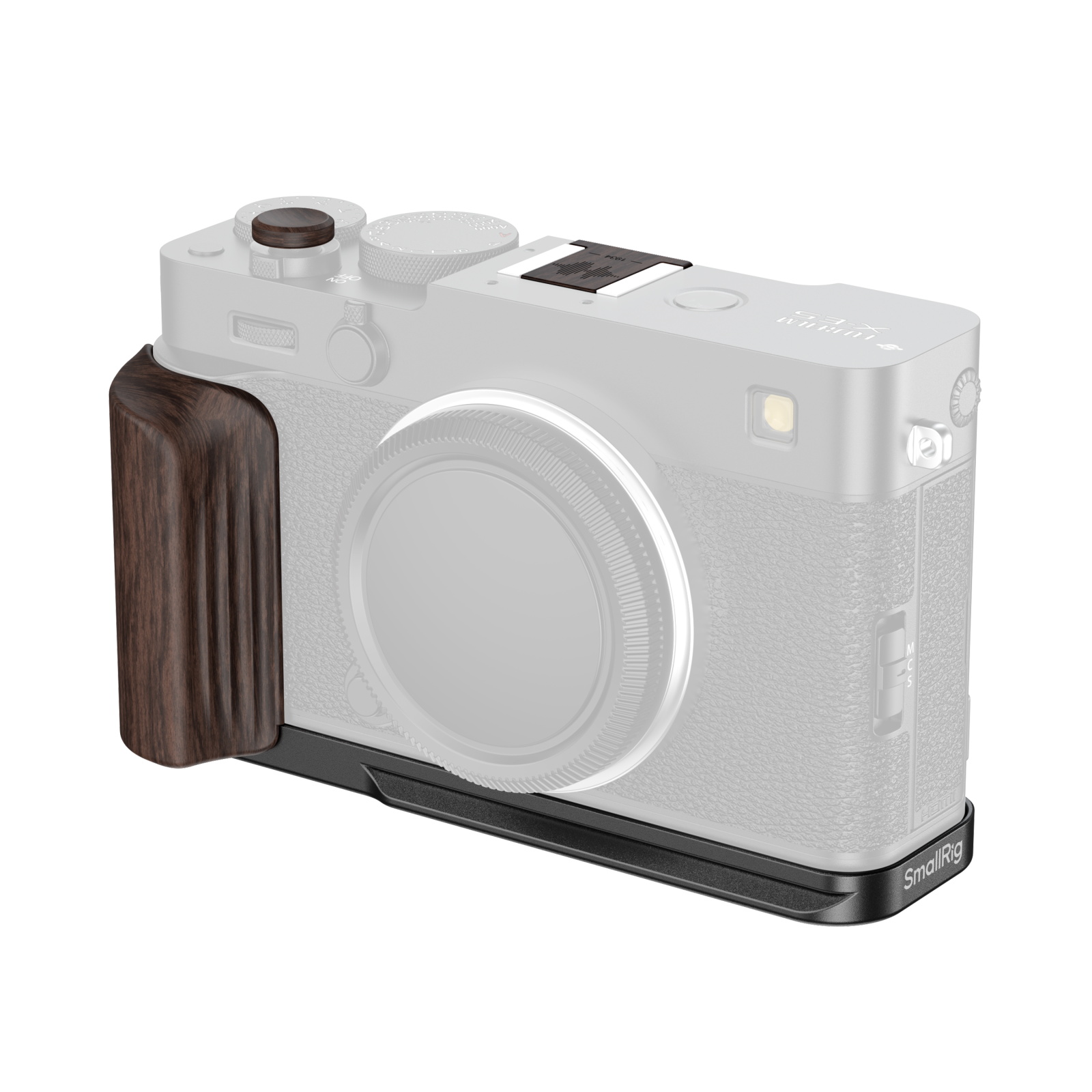 L-Shaped Mount Plate with Ebony Wooden Handle for Fujifilm X-E5
