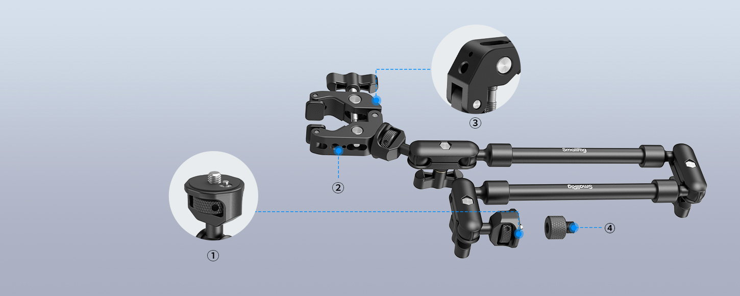 Category/Mounting Brackets/Magic Arms SmallRig 4766 | Desktop Shooting Magic Arm with Crab Clamp Kit-SKU:4766/Package Weight (kg):0.4/