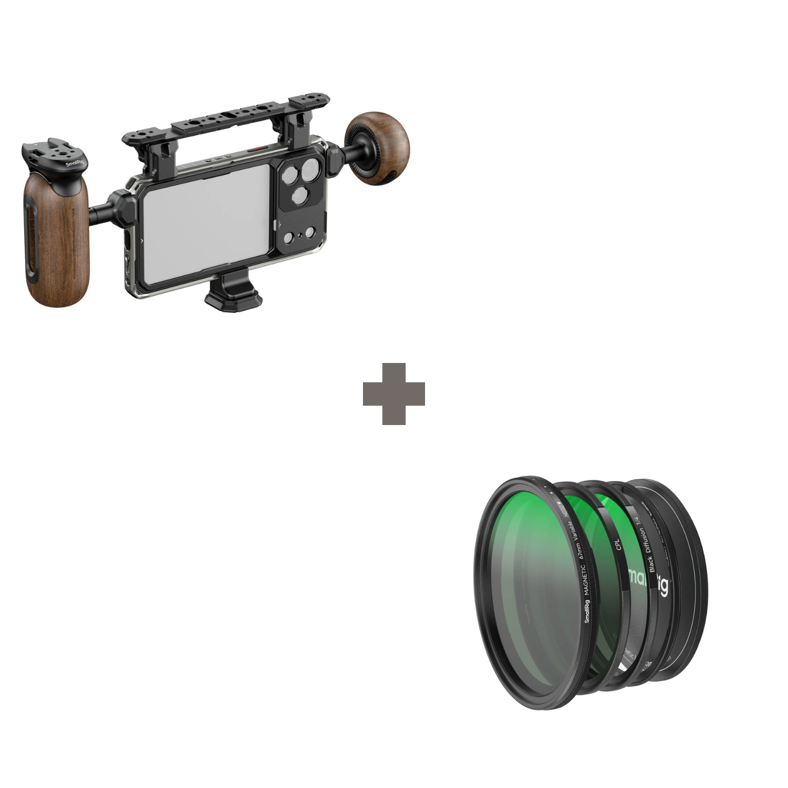 iPhone 18 Pro Max Cinema Filter Kit with Wooden Handles and 67mm 5-in-1 Filters