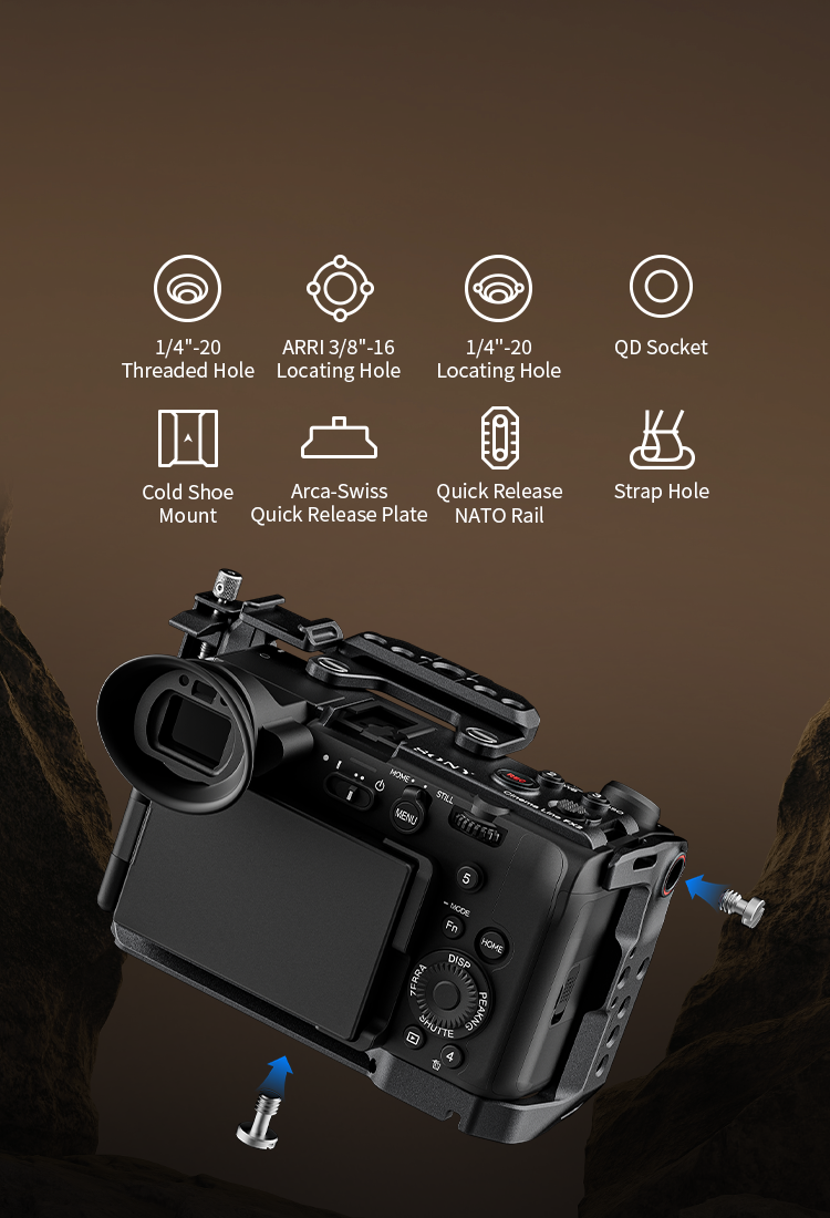 Sony FX2 Cage Kit | NATO Rail | Quick Release | HDMI Clamp