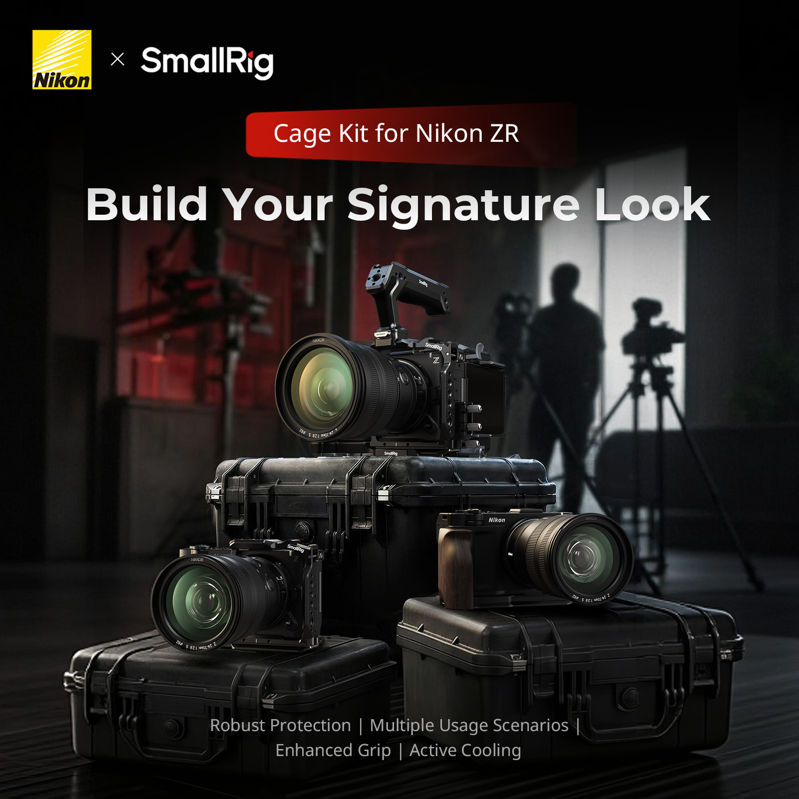 Nikon ZR用HawkLockケージキット：フルケージ、ハーフケージ、V