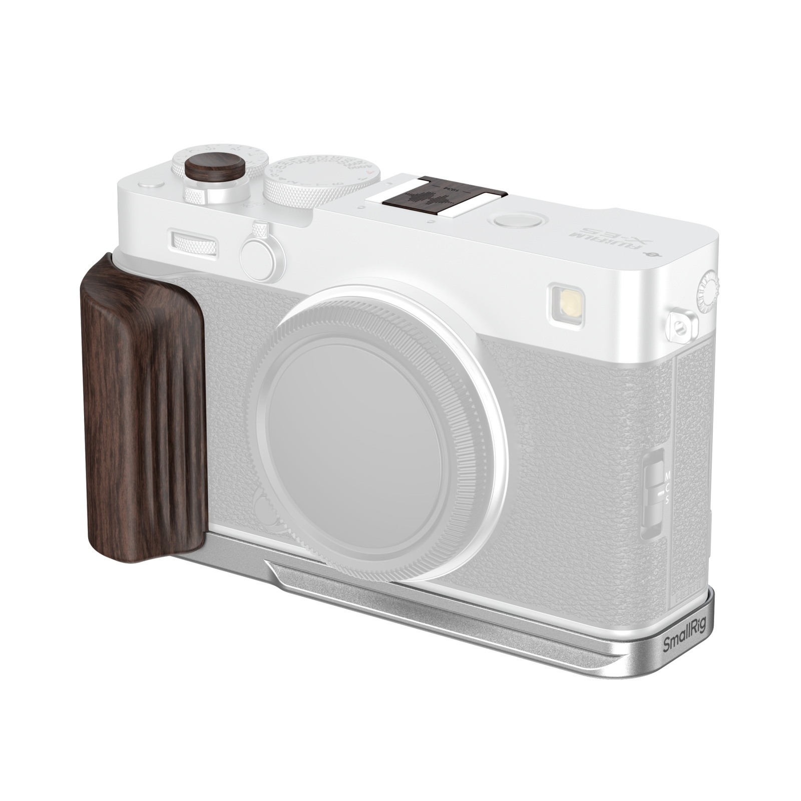 L-Shaped Mount Plate with Ebony Wooden Handle for Fujifilm X-E5