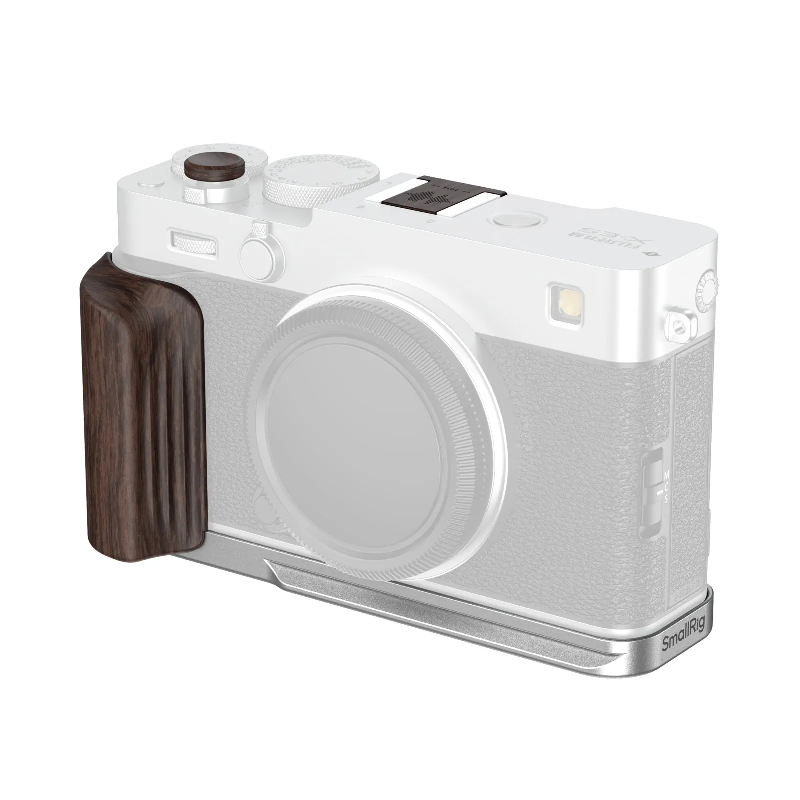 L-Shaped Mount Plate with Ebony Wooden Handle for Fujifilm X-E5