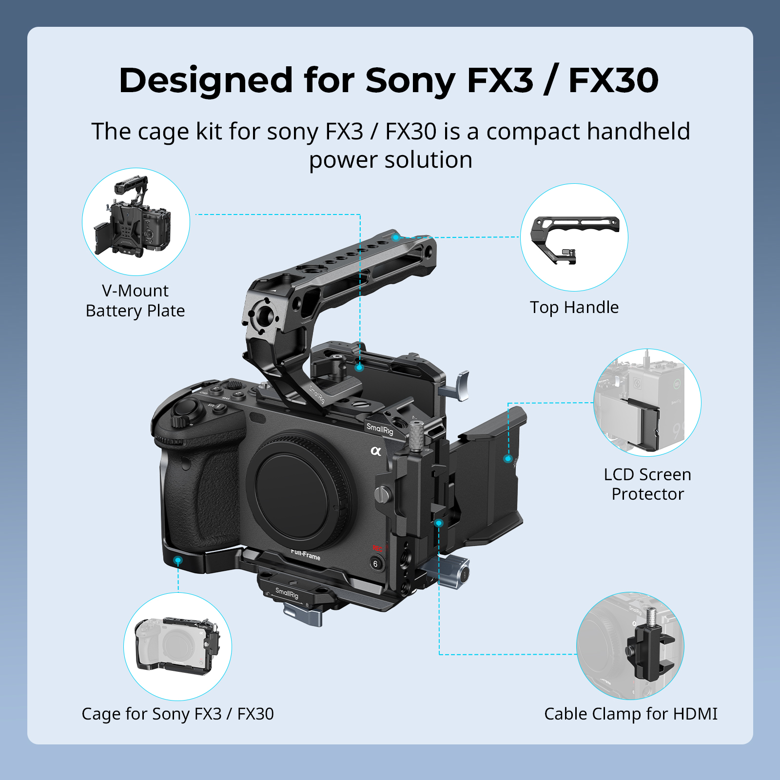 Sony FX30 / FX3用ケージキット：コンパクトVマウントバッテリー