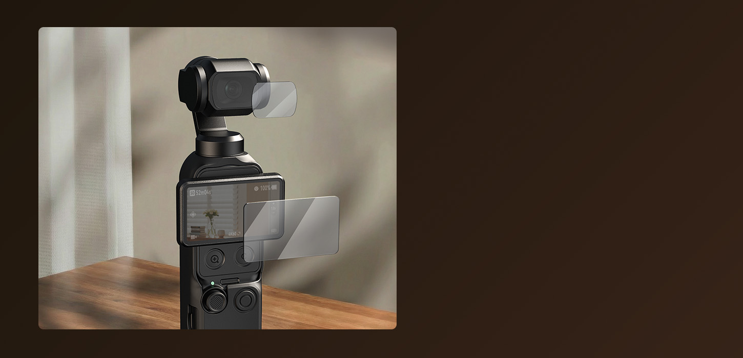Kategori/Kamera Kafesi Koruyucu Kılıf Serisi, DJI Osmo Pocket 4 i&ccedil;in 2 Adet Temperli Cam Film İ&ccedil;erir - Marka: DJI / Modeller: Osmo Pocket 4 / &Uuml;r&uuml;n Kodu: 6007 /