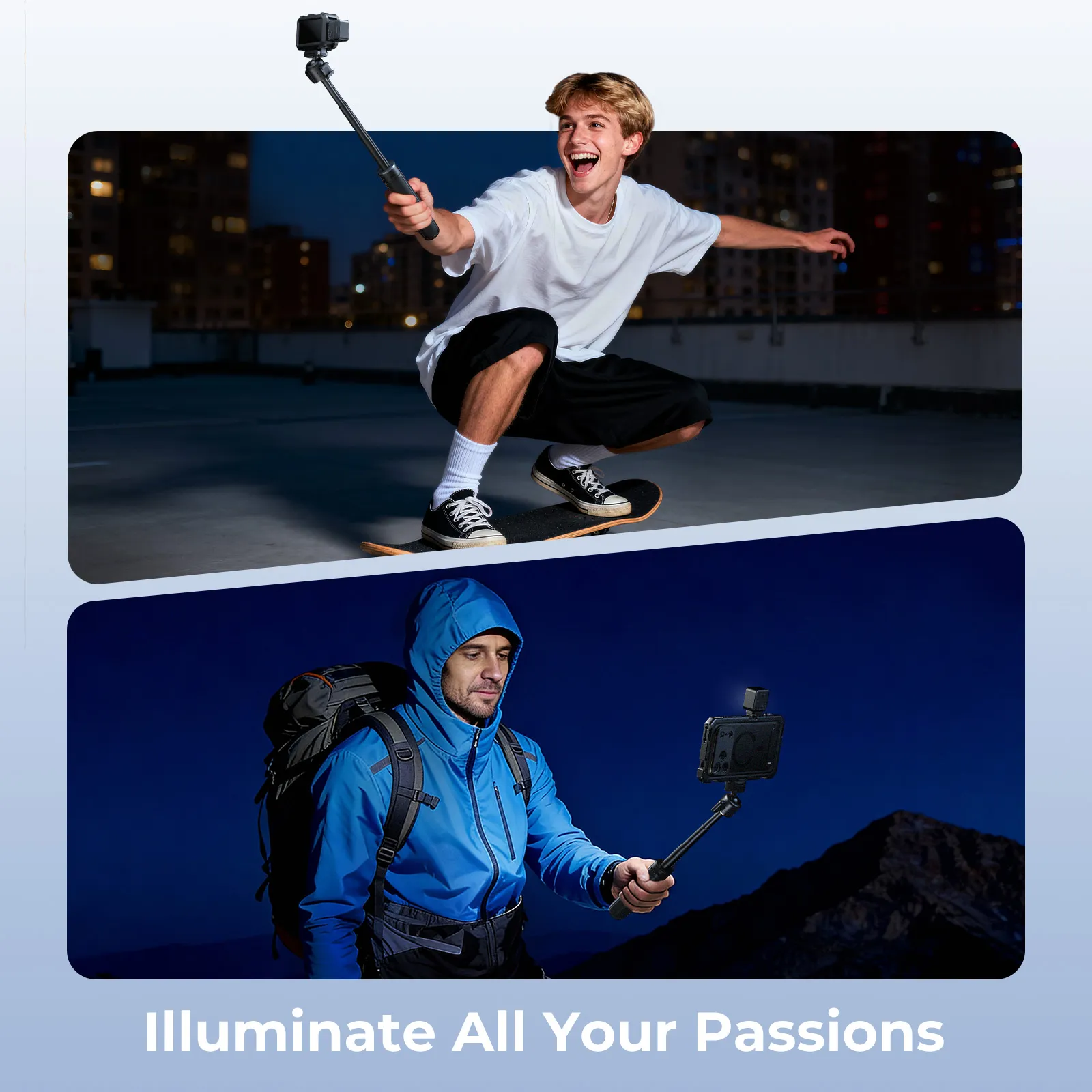 CATEGORY/Lighting System/Pocket Led Video Lights Mini Magnetic LED Fill Light for DJI Osmo Action | Dual Mount, 3 Color Temps, 500mAh Rechargeable-For Brands:DJI、 GoPro/For Models:DJl Action 2、Osmo 360、Osmo Action 2、Osmo Action 3、Osmo Action 3、Osmo Action 3 Pro、Osmo 