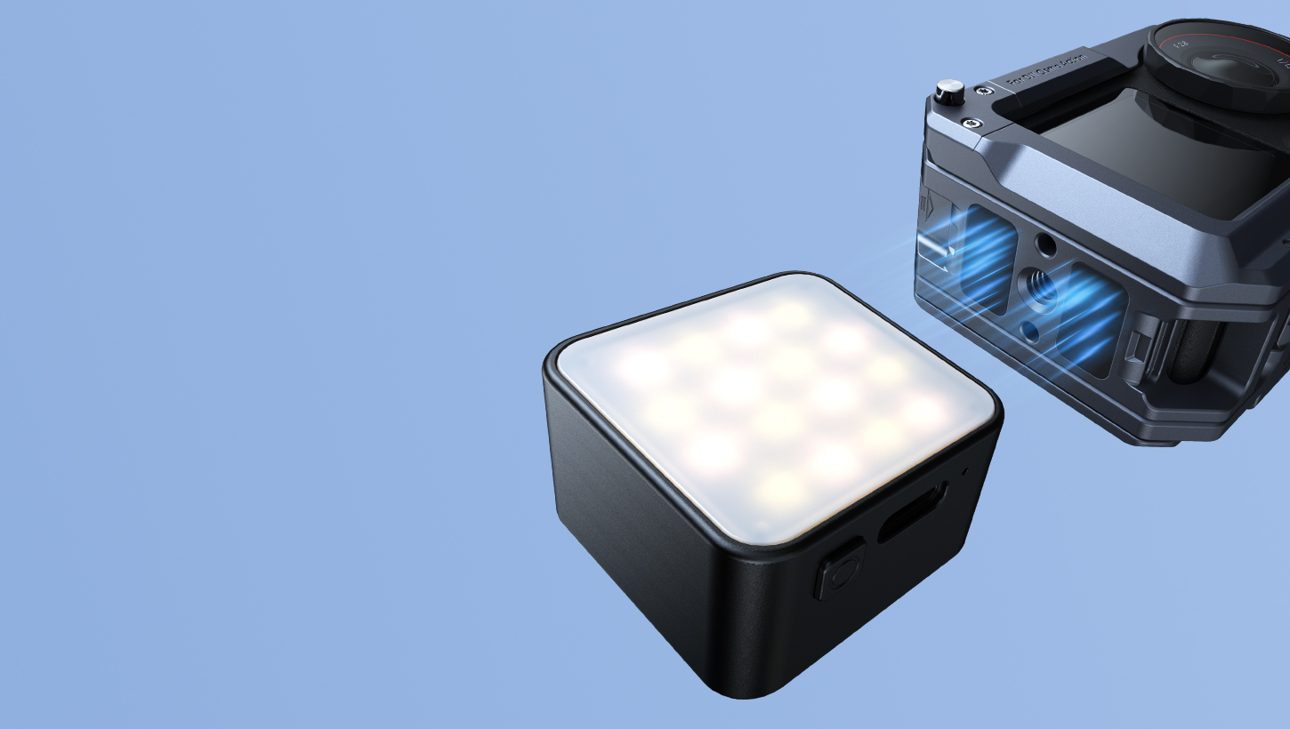 CATEGORY/Lighting System/Pocket Led Video Lights Mini Magnetic LED Fill Light for DJI Osmo Action | Dual Mount, 3 Color Temps, 500mAh Rechargeable-For Brands:DJI、 GoPro/For Models:DJl Action 2、Osmo 360、Osmo Action 2、Osmo Action 3、Osmo Action 3、Osmo Action 3 Pro、Osmo 