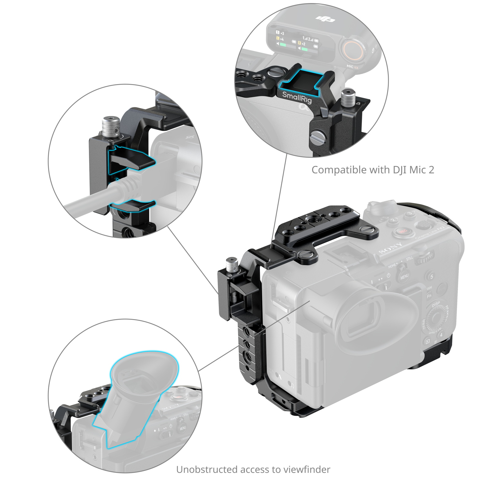 Sony FX2 Cage Kit | NATO Rail | Quick Release | HDMI Clamp