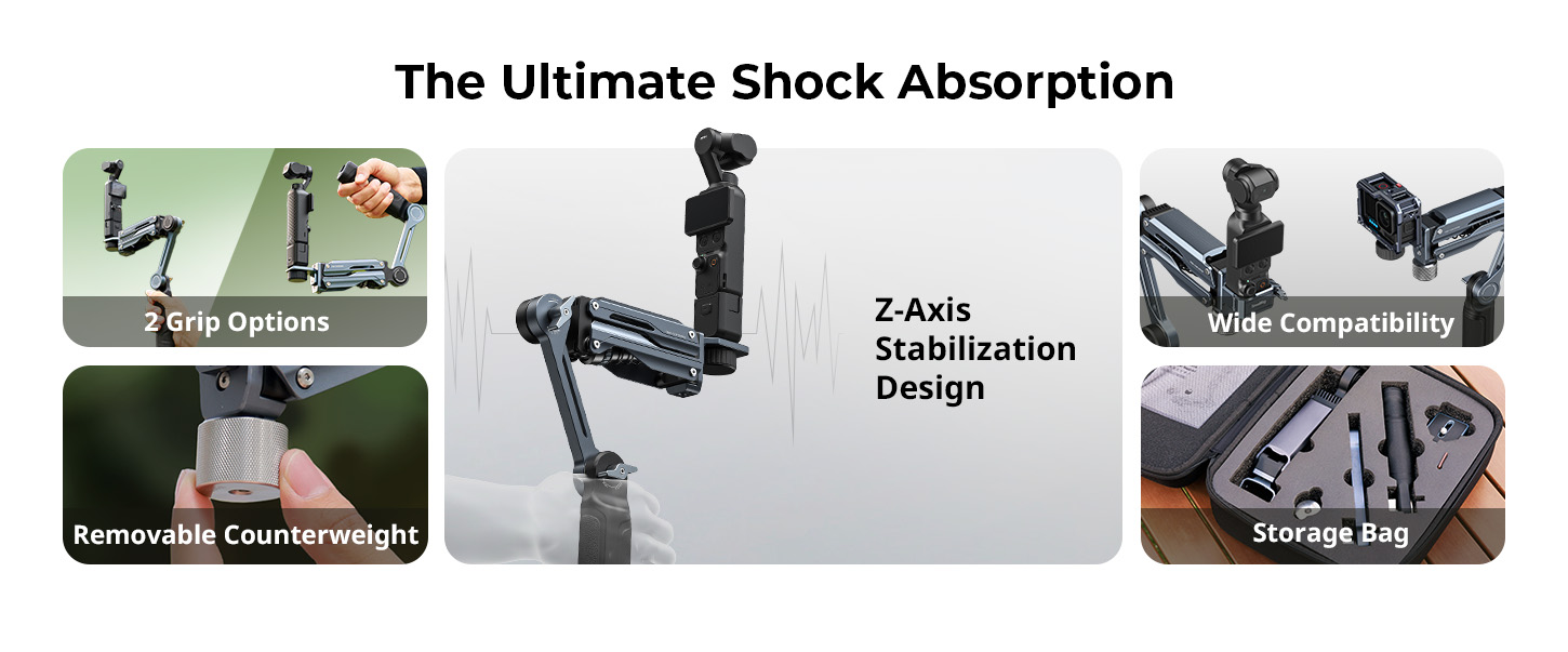 Kategori/Montaj Braketleri/DJI Osmo Pocket 4 / Pocket 3 / Insta360 X5 / GoPro HERO13 Black i&ccedil;in Magic Arms El Tipi Şok Emici Kol - Markalar: DJI, Insta 360, GoPro / Modeller: Osmo Pocket 3, Osmo Pocket 4, X5, HERO 13 Black / &Uuml;r&uuml;n Kodu: 5508 / Paket Ağırlığı (kg): 1.