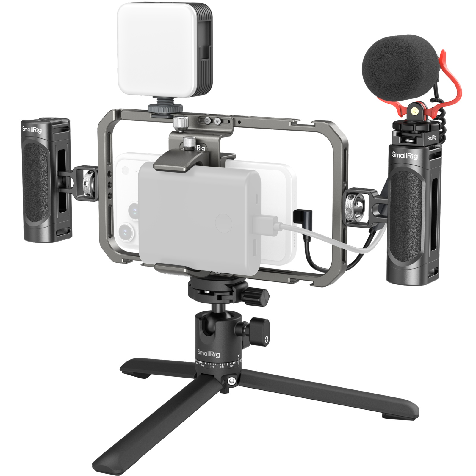 All-in-One Smartphone Video Kit with Audio & LED Light | Cage, Mic