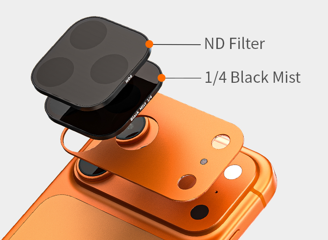 Square ND & 1/4 Black Mist Magnetic Filter Kit for iPhone 17 Pro
