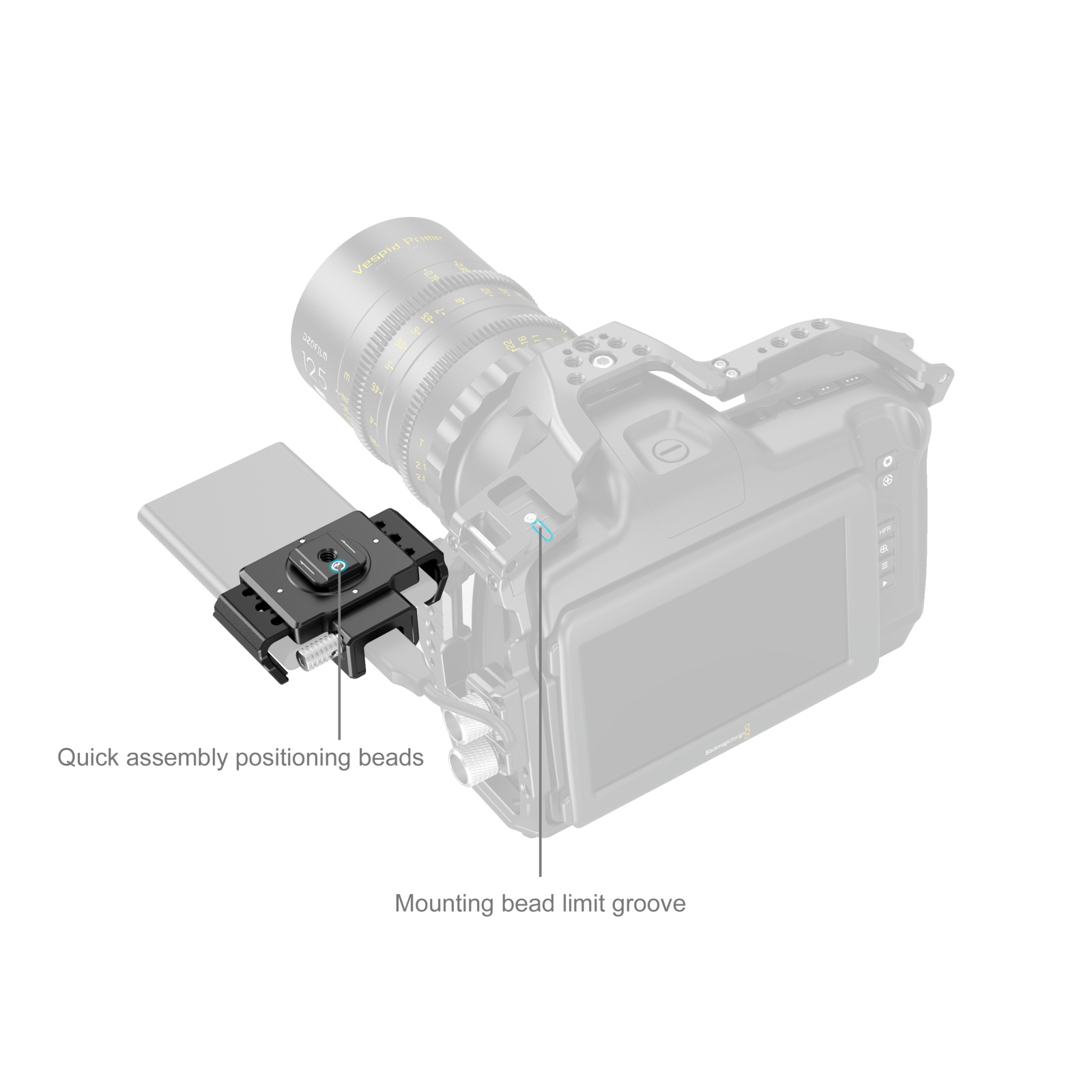 Samsung T5 / T7 / T7 Shield / T9 対応 BMCC 6K 用ケージ用 SSD クランプ