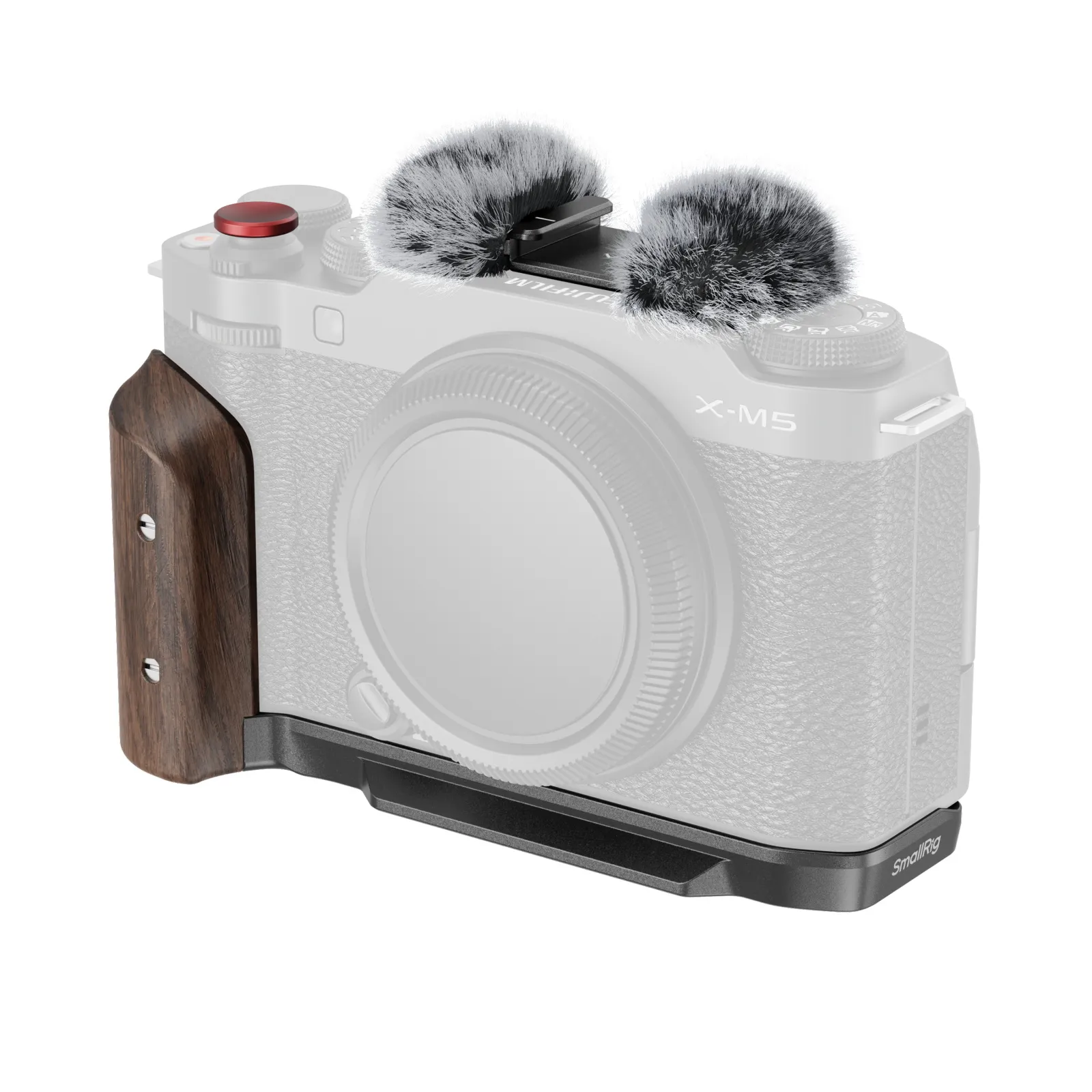 FUJIFILM X-M5用 木製ハンドル付きL字型マウントプレート