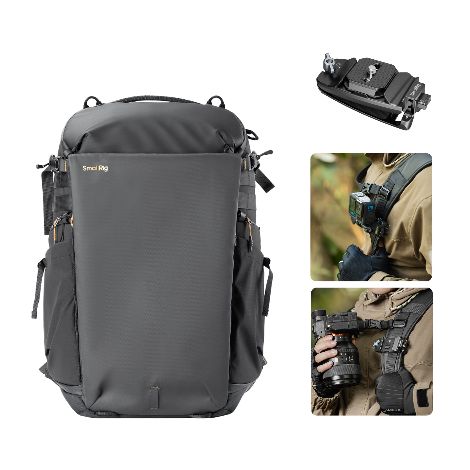 durable mini backpack canvas camera Batik Waterproof And Wear Resistant Ultra Large Capacity Gear Bag For Photogs Shock Absorbing Main Compartment Fits Camera Body dividers allow a custom 25L Outdoor Camera Bag Backpack
