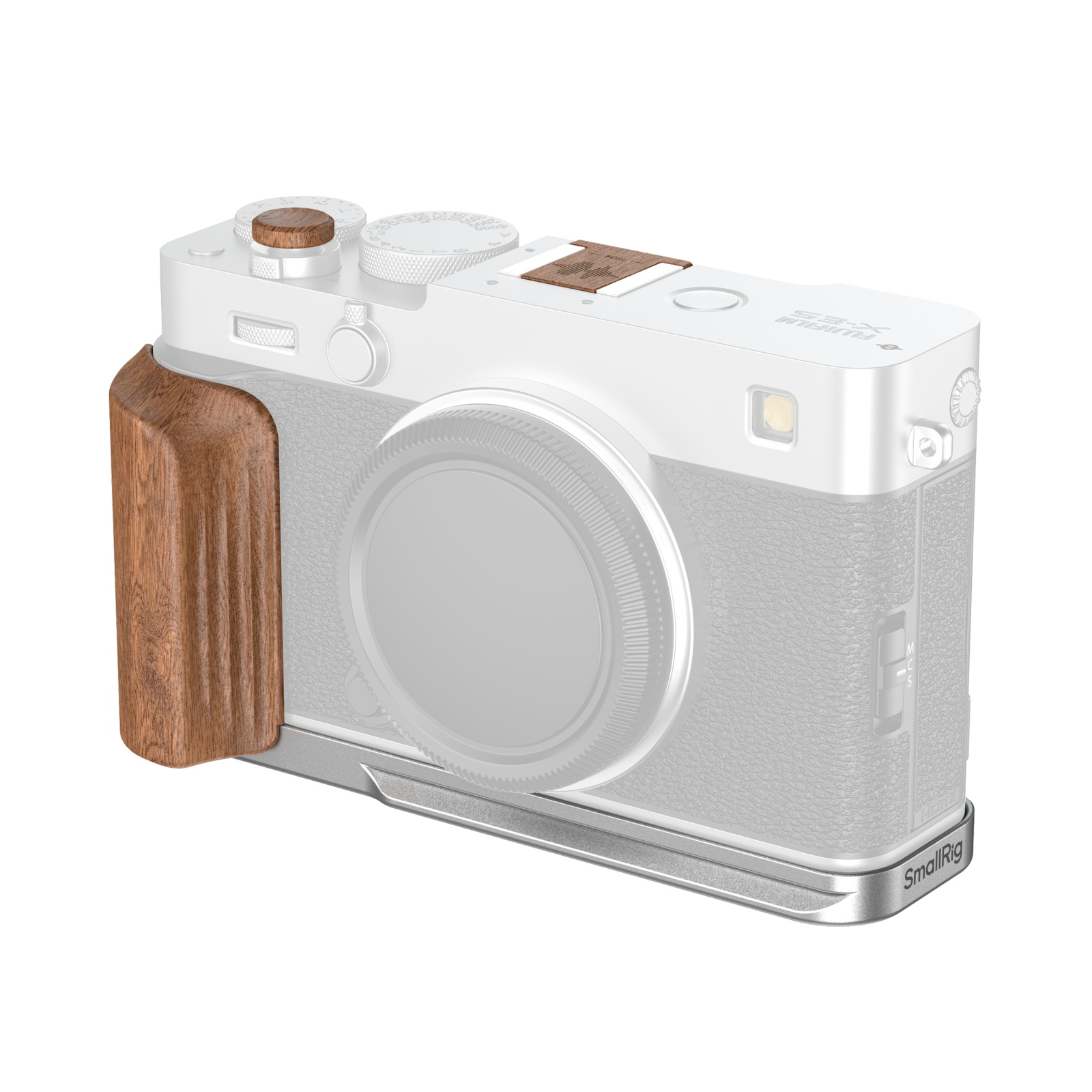 L-Shaped Mount Plate with Rosewood Wooden Handle for Fujifilm X-E5