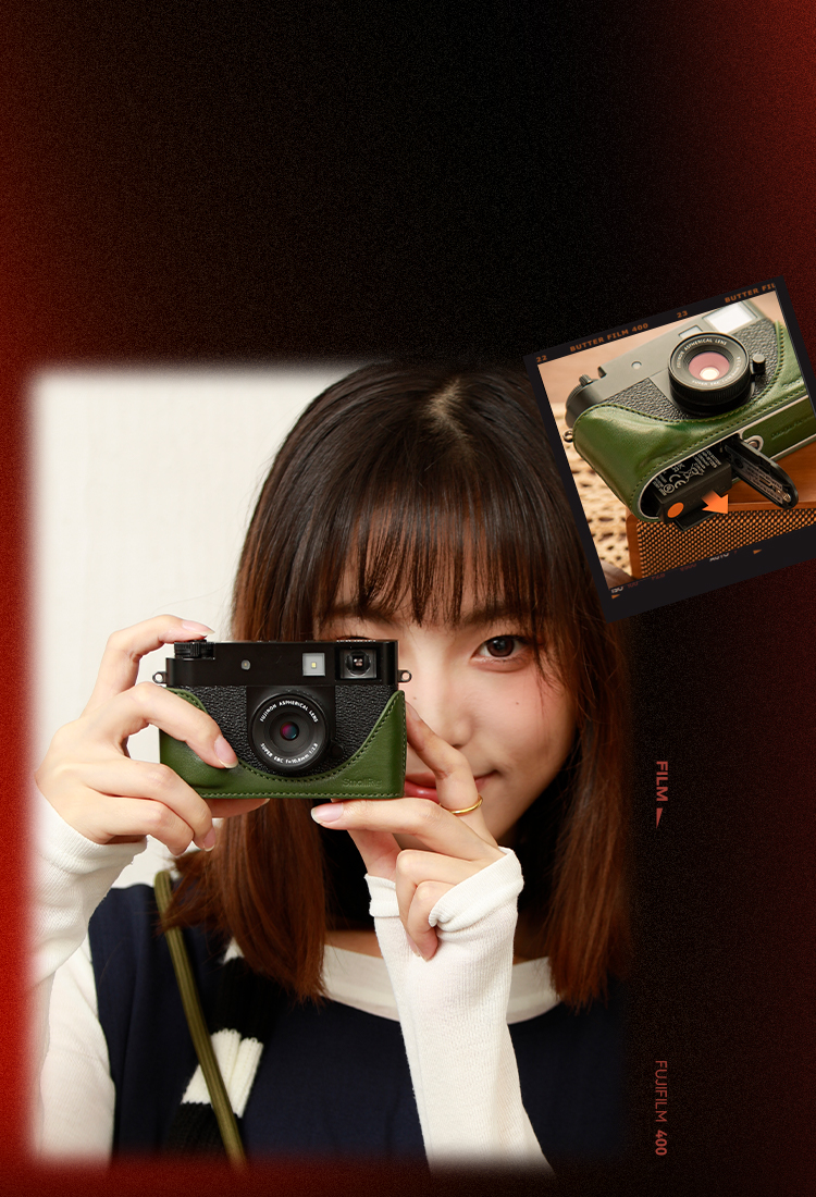 SMALLRIG Custodia In Pelle Verde Per FUJIFILM X-Half – Protezione Retro Style Con Tasca Per Carte E Tracolla