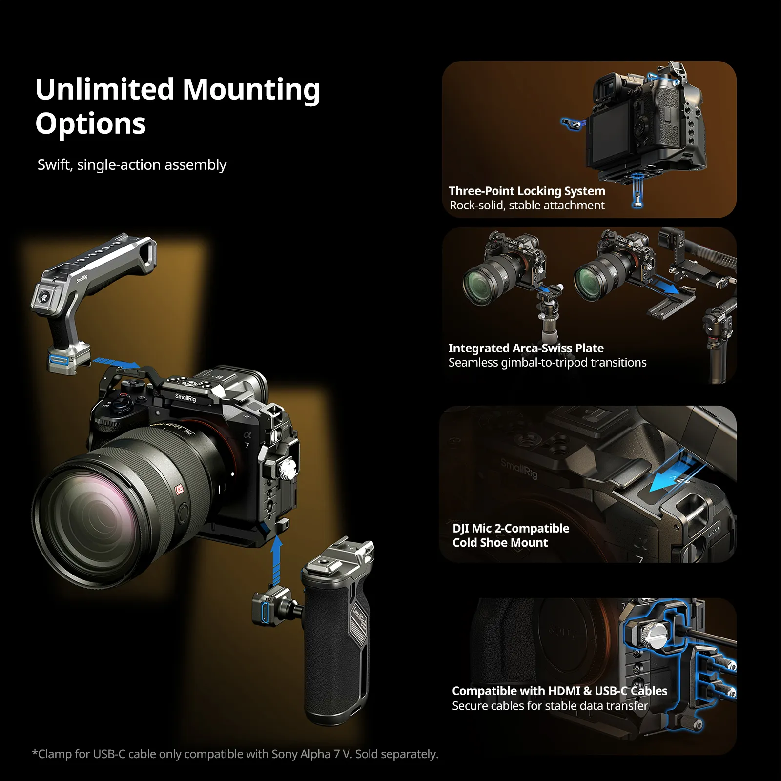 Category/Camera Cages/Sony "Hawklock" Advanced Cage Kit for Sony A7 V / 7R V / 7 IV-For Brands:Sony/For Models:α7 V、α7R V、α7 IV/SKU:6028/