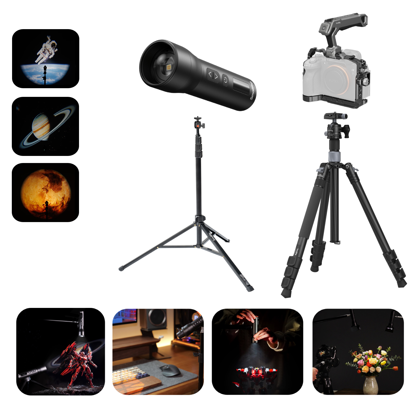 Luce LED Portatile SmallRig RF 05B | 1900K-8000K | 8W | Batteria 2600mAh | Gobo, Filtri E Barndoor Inclusi | IP65 | Per Contenuti Creativi