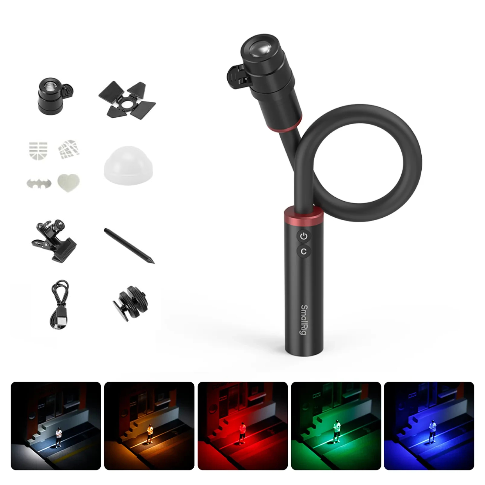 SmallRig RM 03 マクロ撮影用LEDライト（キノコやミニチュア撮影用）、5色、CRI95、フレキシブルアーム、ディフューザー付き 製品画像 1