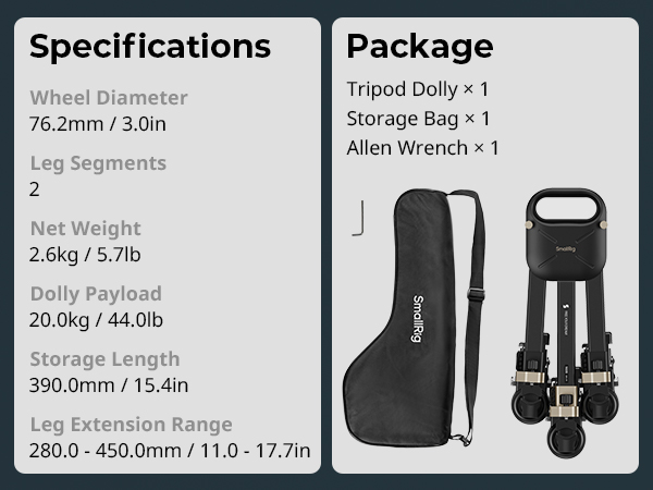 Photography Tripod Dolly | Quick-Lock & Silent Wheels | SmallRig