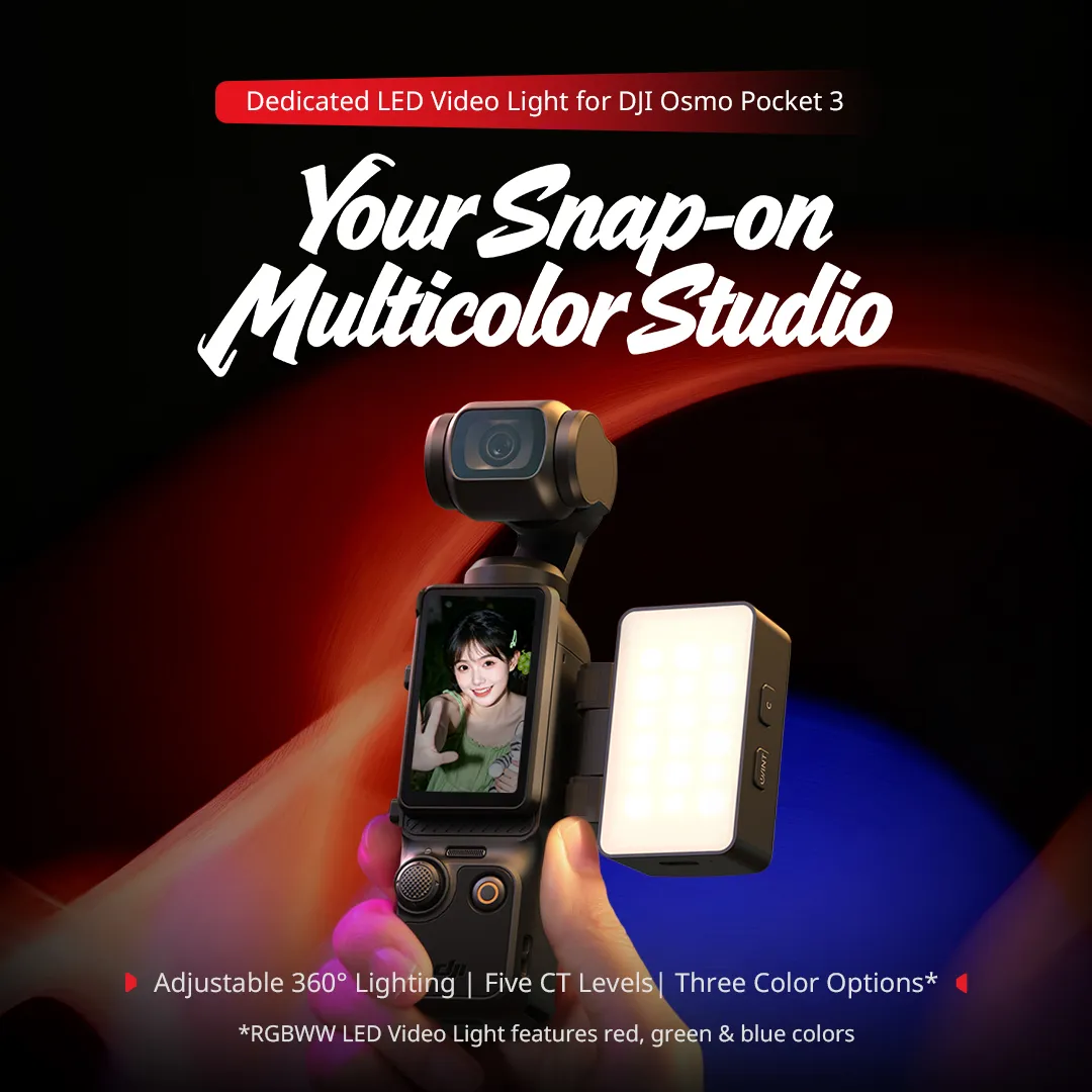 Category/Lighting System/Pocket Led Video Lights RGBWW LED Video Light for DJI Osmo Pocket 3-For Brands:DJI/For Models:Osmo Pocket 3 /SKU:5745/