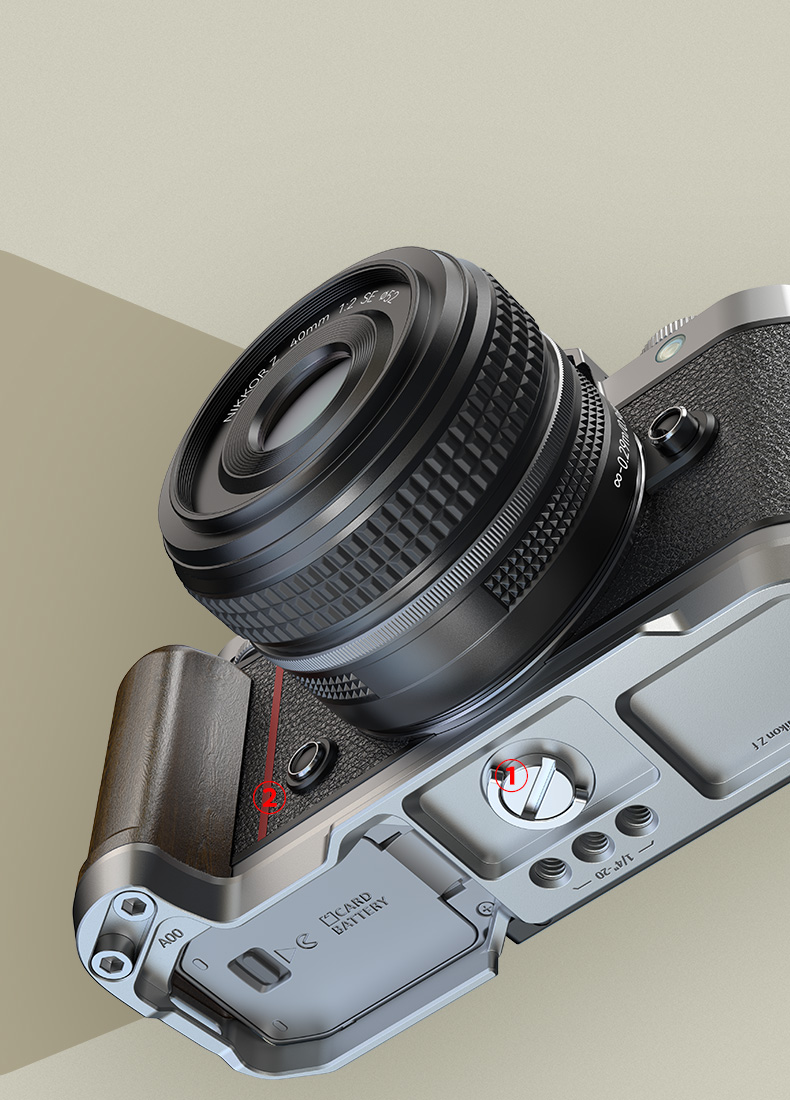L-Shape Handle | Arca Plate & Silicone Grip | Silver/Black