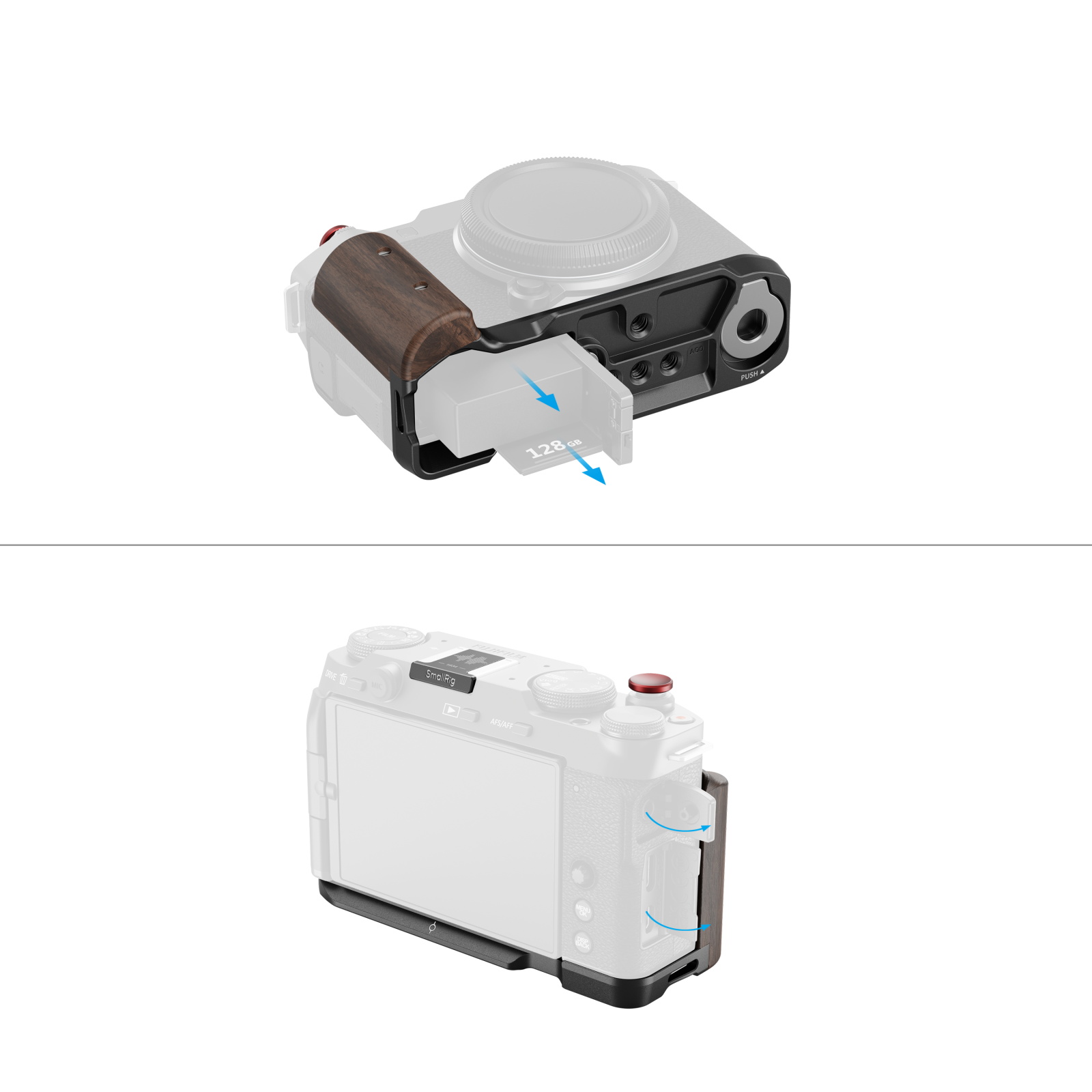 FUJIFILM X-M5 L-Plate | Wood Handle | Arca-Swiss QR