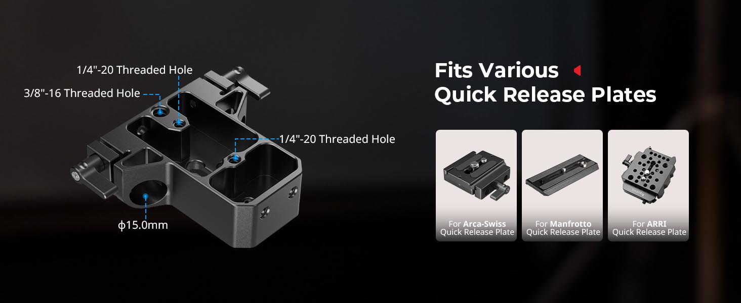 Bottom Mount Plate, 15mm Rod Clamp | Camera Rods | SmallRig