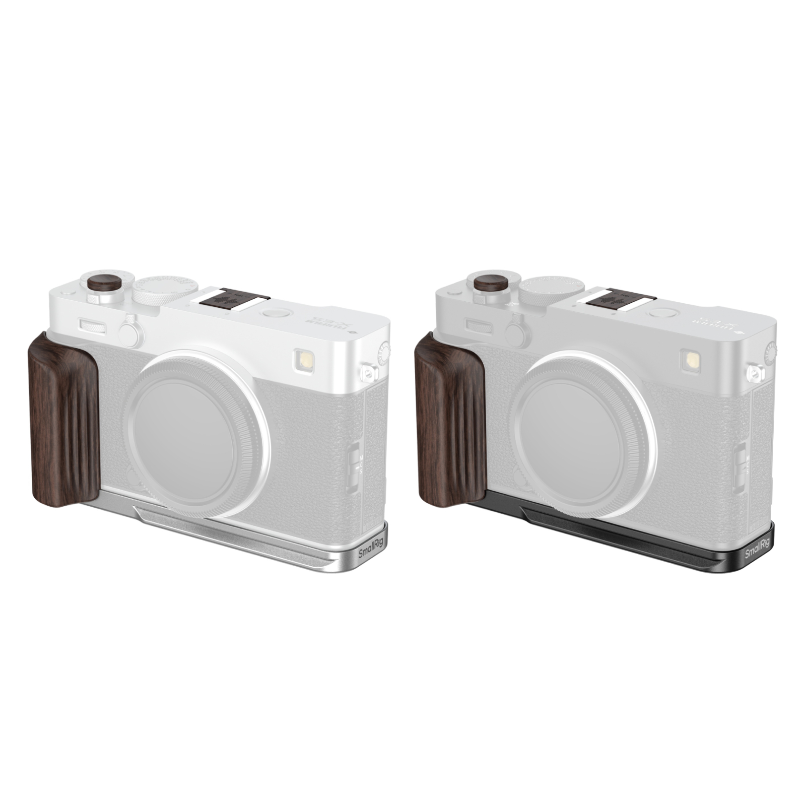 富士フイルムX-E5用L字型マウントプレート（黒檀製ハンドル付き